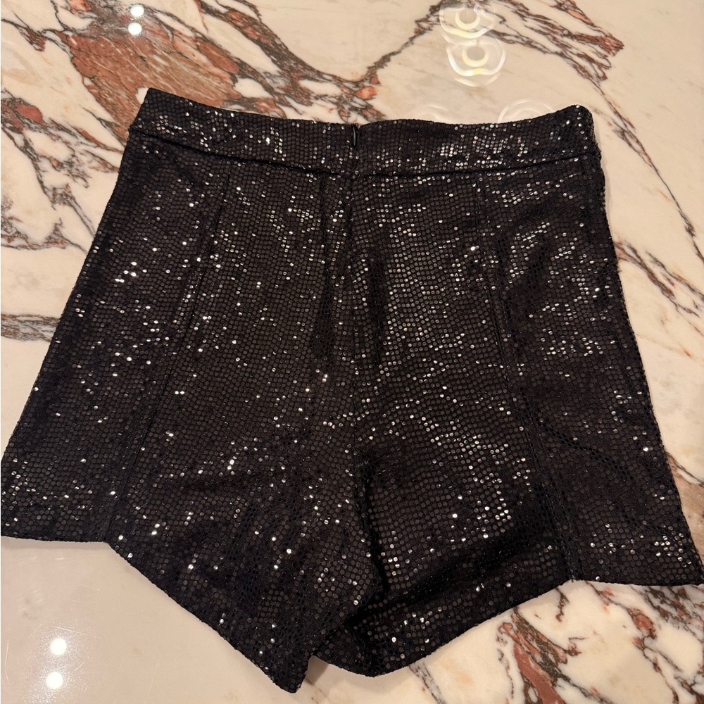 Zara Black Sequin High Waist Shorts